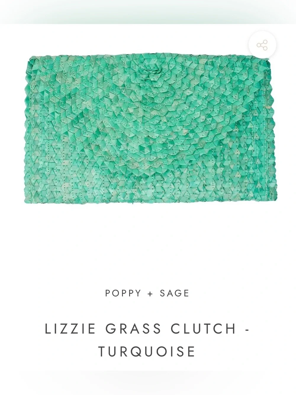 Poppy + Sage Lizzie Handwoven Grass Straw Turquoise Clutch Bag